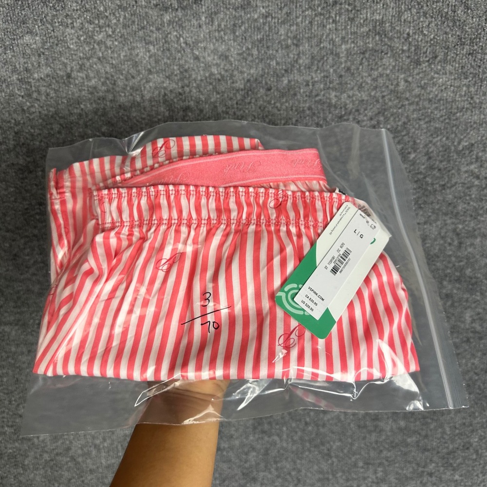 NEW Victoria's Secret PINK Pajama Shorts Womens Large Pink New Striped - Picture 10 of 10